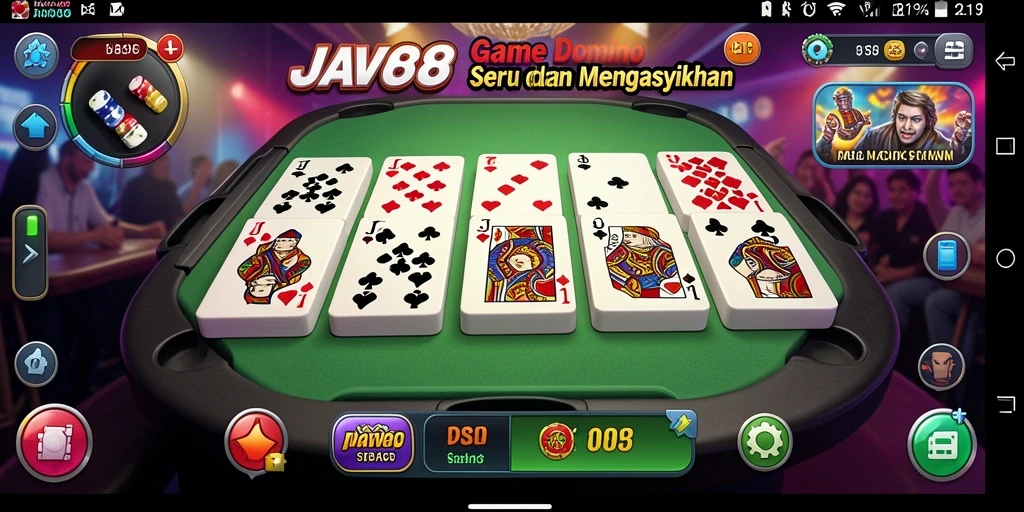 Tampilan gameplay yang menegangkan dalam game Domino JAVO88.