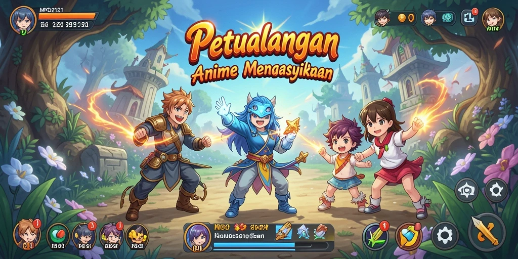 Tangkapan layar MPO2121 menampilkan aksi seru karakter anime dalam pertempuran.