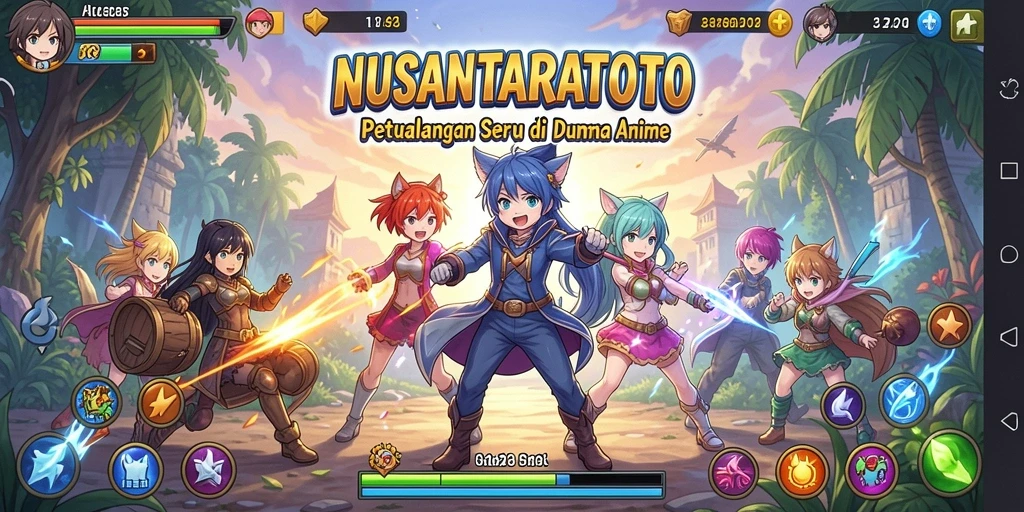 Tampilan seru gameplay NUSANTARATOTO dengan karakter anime.