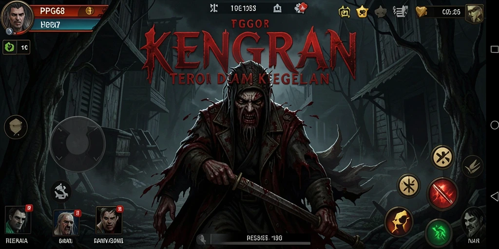 Screenshot utama PGG68 menampilkan suasana gaming Horror yang mencekam.