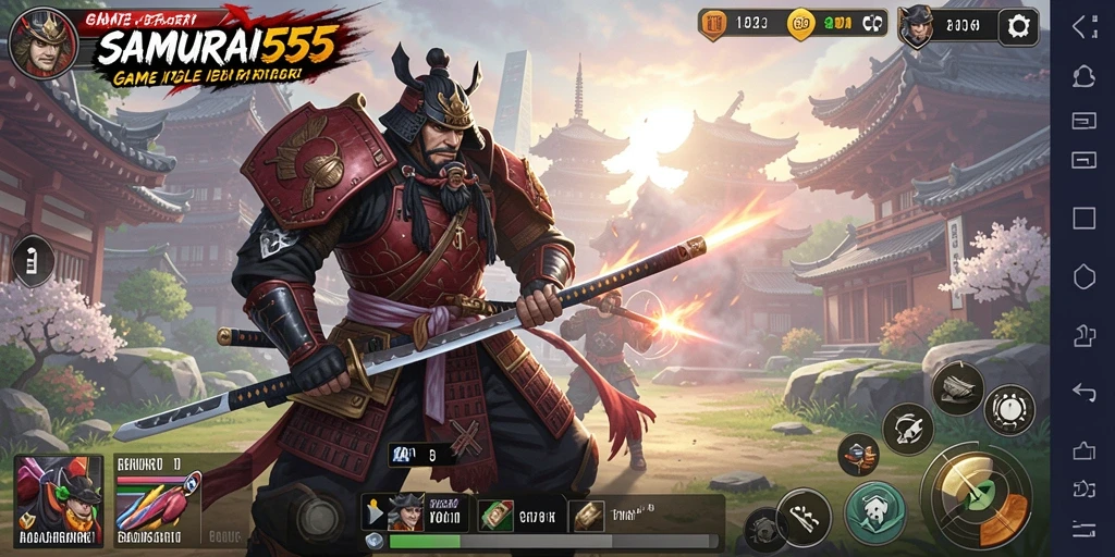 Screenshot SAMURAI555 menampilkan aksi seru samurai dalam gameplay Idle.